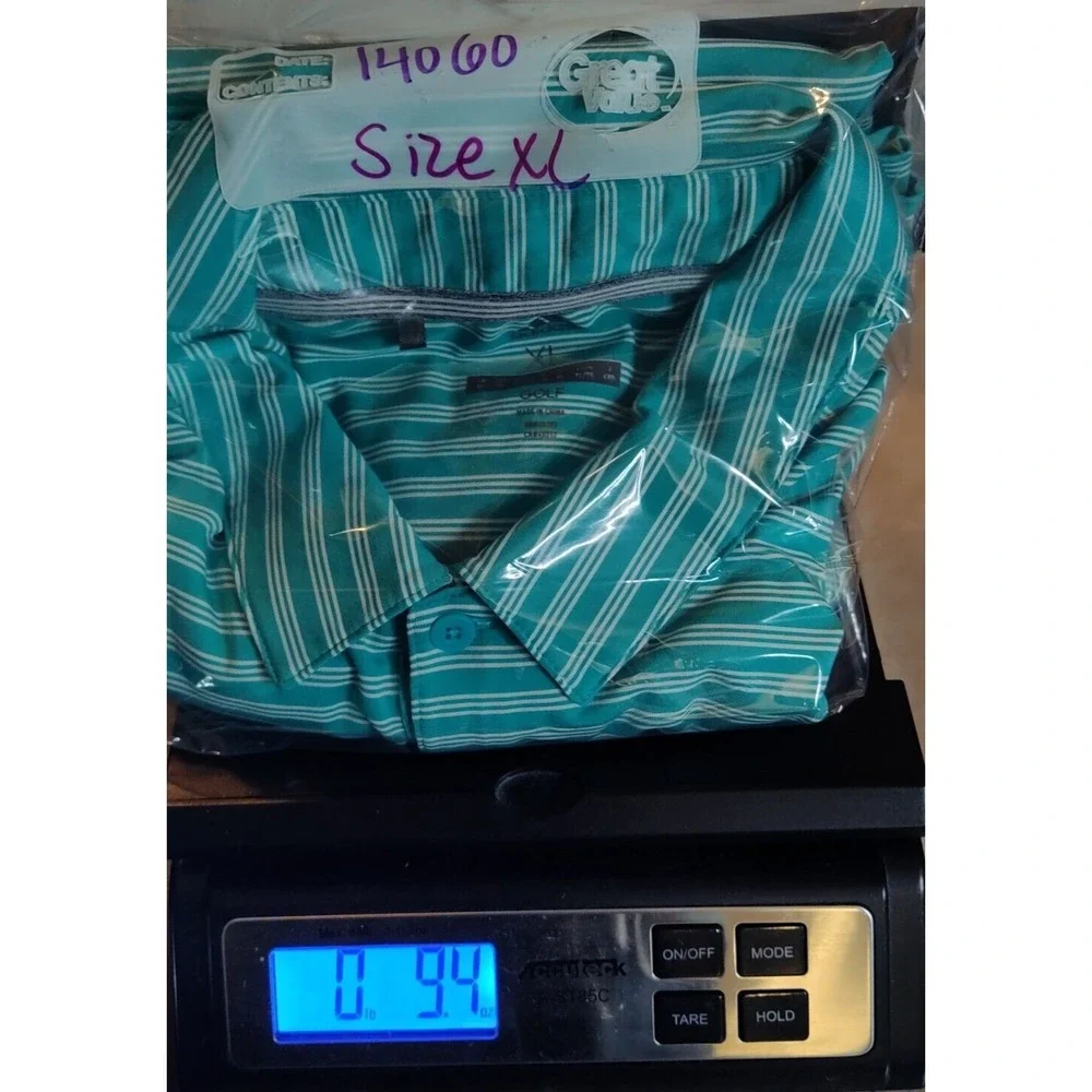 ADIDAS‎ GOLF Men Size XL Aqua Striped Short Sleeve Polo Shirt